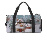 Gym Bag for Men Women Travel Duffle Bag Snowman And Village Carry On Weekender Bag with Shoe Compartment, style, One size, Style, One size