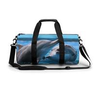 Gym Bag for Men Women Two Dolphins in The Water Duffel Bag Overnight Bag with Compartment Gym Sackpac, Two dolphins in the water, 17.7in/9in/9in