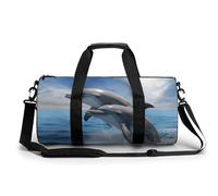 Gym Bag for Men & Women Two Dolphins Printed with Shoe & Wet Compartment - Duffle Bag for Travel, Sports, Fitness & Workout