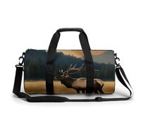 Gym Bag for Men Women Violin Sheet Music Duffel Bag Overnight Bag with Compartment Gym Sackpac, Elk in the meadow, 17.7in/9in/9in