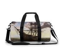 Gym Bag for Men Women Visual Illusion Duffel Bag Overnight Bag with Compartment Gym Sackpac, Pirate Ship, 17.7in/9in/9in