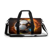 Gym Bag for Men Women Watercolor Pink Cherry Florals Duffel Bag Overnight Bag with Compartment Gym Sackpac, Cool Soccer Ball, 17.7in/9in/9in
