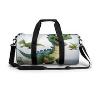 Gym Bag for Men Women Xmas Snowman Duffel Bag Overnight Bag with Compartment Gym Sackpac, Cartoon Dinosaur Images, 17.7in/9in/9in