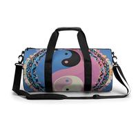 Gym Bag for Men Women Zion National Park Duffel Bag Overnight Bag with Compartment Gym Sackpac, Yin Yang Pattern, 17.7in/9in/9in