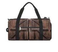 Gym Bag for Women Men,Vintage Wooden Barn Door Print Gym Bag,reusable Gym Bag,gym Bag with Shoe Compartment, style, One Size, Modern
