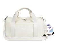 Gym Bag for Women,Pu Leather Handle,Dry Wet Separated with Shoe Compartment & Wet Pocket,Waterproof Duffle Bag for Travel Sports Fitness Workout Athletic (Beige,19"-Medium)