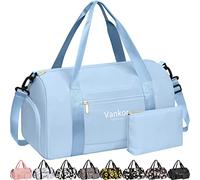 Gym Bag for Women with Shoe Compartment Waterproof, Sports Duffle Bag for Travel Duffel Weekender Carry on Beach Yoga Overnight Luggage Mommy Maternity Hospital Bag, Blue, Medium-17.50 Inch, Stylish