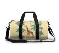 Gym Bag Glowing Zebra Duffel Bag for Men Women Overnight Bag with Shoe Compartment Workout Bags, Giraffe palm tree, 17.7in/9in/9in, Art Deco