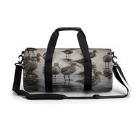 Gym Bag Gorilla on The Ground Duffel Bag for Men Women Overnight Bag with Shoe Compartment Workout Bags, Birds Walking, 17.7in/9in/9in, Art Deco