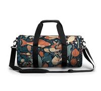 Gym Bag Gorilla on The Ground Duffel Bag for Men Women Overnight Bag with Shoe Compartment Workout Bags, Hand Drawn Small Fish, 17.7in/9in/9in, Art Deco