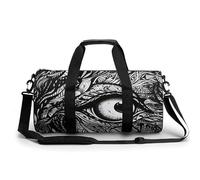 Gym Bag Gorilla on The Ground Duffel Bag for Men Women Overnight Bag with Shoe Compartment Workout Bags, Black and White Lines, 17.7in/9in/9in, Art Deco
