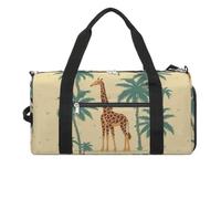 Gym Bag Green Baseball Field Backdrop Duffel Bag for Men Women Overnight Bag with Shoe Compartment Workout Bags, Giraffe palm tree, One Size, Art Deco