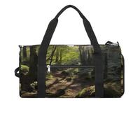 Gym Bag Hand Drawn Butterfly Duffel Bag for Men Women Overnight Bag with Shoe Compartment Workout Bags, Sunshine in the Woods, One Size, Art Deco