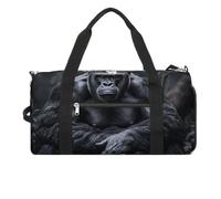 Gym Bag Hand Drawn Small Fish Duffel Bag for Men Women Overnight Bag with Shoe Compartment Workout Bags, Gorilla on the Ground, One Size, Art Deco