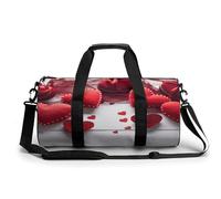 Gym Bag, Handmade Red Hearts Printed Gym Bag,cylinder Gym Bag,sports Luggage Bag,weekend Luggage Bag, Handmade Red Hearts, 17.7in/9in/9in, Stylish
