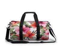 Gym Bag Honey Animal Duffel Bag for Men Women Overnight Bag with Shoe Compartment Workout Bags, Hawaiian flower print, 17.7in/9in/9in, Art Deco