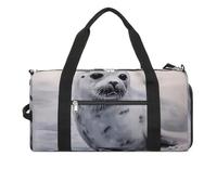 Gym Bag Husky Dog Duffel Bag for Men Women Overnight Bag with Shoe Compartment Workout Bags, Harp Seal Painting, One Size, Art Deco
