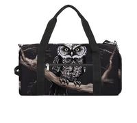 Gym Bag Husky Dog Duffel Bag for Men Women Overnight Bag with Shoe Compartment Workout Bags, Late Night Owl, One Size, Art Deco