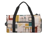 Gym Bag Husky Dog Duffel Bag for Men Women Overnight Bag with Shoe Compartment Workout Bags, Mid Century Modern, One Size, Art Deco