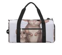 Gym Bag Husky Dog Duffel Bag for Men Women Overnight Bag with Shoe Compartment Workout Bags, Two little animals, One Size, Art Deco