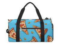Gym Bag I Love Penguins Duffel Bag for Men Women Overnight Bag with Shoe Compartment Workout Bags, Light Blue Pizza Slice, One Size, Art Deco