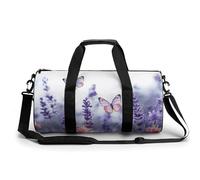 Gym Bag Killer Whale Duffel Bag for Men Women Overnight Bag with Shoe Compartment Workout Bags, Butterflies And Flowers, 17.7in/9in/9in, Art Deco