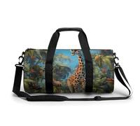 Gym Bag Killer Whale Duffel Bag for Men Women Overnight Bag with Shoe Compartment Workout Bags, Jungle giraffe, 17.7in/9in/9in, Art Deco