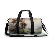 Gym Bag Killer Whale Duffel Bag for Men Women Overnight Bag with Shoe Compartment Workout Bags, Landscape Painting, 17.7in/9in/9in, Art Deco