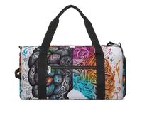 Gym Bag Killer Whale Duffel Bag for Men Women Overnight Bag with Shoe Compartment Workout Bags, Left and right brain, One Size, Art Deco