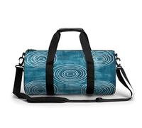 Gym Bag Men & Women Sport Gym Fitness Tote Cylindrical A Brown Rabbit Printed Waterproof Shoulder, Batik Blue Style, 17.7in/9in/9in, Printing