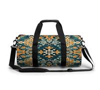 Gym Bag Men & Women Sport Gym Fitness Tote Cylindrical Clean Simple Leaves Printed Waterproof Shoulder, Yellow and Green Pattern, 17.7in/9in/9in, Printing