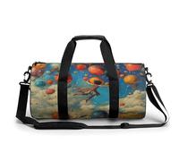 Gym Bag Men & Women Sport Gym Fitness Tote Cylindrical Complex Patterns Printed Waterproof Shoulder, Jump into Balloon, 17.7in/9in/9in, Printing