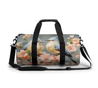 Gym Bag Men & Women Sport Gym Fitness Tote Cylindrical Cupcake Candy Hearts Sweet Printed Waterproof Shoulder, Flower and Bird Painting, 17.7in/9in/9in, Printing