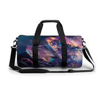 Gym Bag Men & Women Sport Gym Fitness Tote Cylindrical Gold And Black Shapes Printed Waterproof Shoulder, Iridescent Crystal Rock, 17.7in/9in/9in, Printing