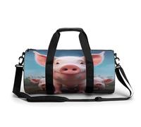 Gym Bag Men & Women Sport Gym Fitness Tote Cylindrical Killer Whale Printed Waterproof Shoulder, Funny Cute Pig, 17.7in/9in/9in, Printing