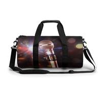 Gym Bag Men & Women Sport Gym Fitness Tote Cylindrical Killer Whale Printed Waterproof Shoulder, Karaoke Microphone, 17.7in/9in/9in, Printing