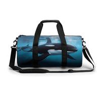 Gym Bag Men & Women Sport Gym Fitness Tote Cylindrical Killer Whale Printed Waterproof Shoulder, Killer whale, 17.7in/9in/9in, Printing