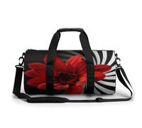 Gym Bag Men & Women Sport Gym Fitness Tote Cylindrical Killer Whale Printed Waterproof Shoulder, Red Flower1, 17.7in/9in/9in, Printing