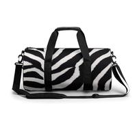 Gym Bag Men & Women Sport Gym Fitness Tote Cylindrical Majestic Tiger Resting on A Rock Printed Waterproof Shoulder, Zebra Animal, 17.7in/9in/9in, Printing