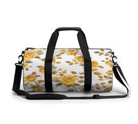 Gym Bag Men & Women Sport Gym Fitness Tote Cylindrical White Sheep on Background Printed Waterproof Shoulder, Mustard Yellow Rose, 17.7in/9in/9in, Printing