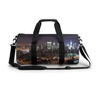 Gym Bag Ocean Beach Duffel Bag for Men Women Overnight Bag with Shoe Compartment Workout Bags, New York Night, 17.7in/9in/9in, Art Deco