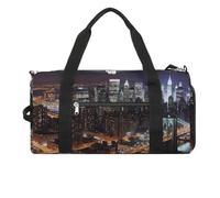 Gym Bag Ocean Beach Duffel Bag for Men Women Overnight Bag with Shoe Compartment Workout Bags, New York Night, One Size, Art Deco