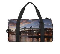 Gym Bag Ocean Beach Duffel Bag for Men Women Overnight Bag with Shoe Compartment Workout Bags, New York Bridge, One Size, Art Deco
