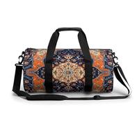 Gym Bag Orange And Red Design Duffel Bag for Men Women Overnight Bag with Shoe Compartment Workout Bags, Traditional Vintage Pattern, 17.7in/9in/9in, Art Deco