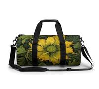 Gym Bag Peach Flowers Duffel Bag for Men Women Overnight Bag with Shoe Compartment Workout Bags, A Yellow Flower, 17.7in/9in/9in, Art Deco