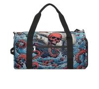 Gym Bag Penguin On The Beach Duffel Bag for Men Women Overnight Bag with Shoe Compartment Workout Bags, Octopus And Boat, One Size, Art Deco