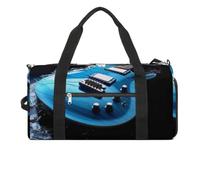 Gym Bag Prostrate Tiger Duffel Bag for Men Women Overnight Bag with Shoe Compartment Workout Bags, Blue Guitar, One Size, Art Deco
