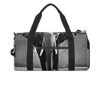 Gym Bag Prostrate Tiger Duffel Bag for Men Women Overnight Bag with Shoe Compartment Workout Bags, Black And White Elephant, One Size, Art Deco