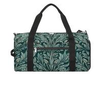 Gym Bag Red And Emerald Duffel Bag for Men Women Overnight Bag with Shoe Compartment Workout Bags, Green Pattern of Leaves, One Size, Art Deco