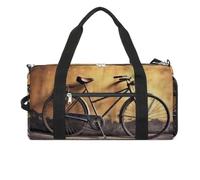 Gym Bag Running Horses Duffel Bag for Men Women Overnight Bag with Shoe Compartment Workout Bags, Old Bicycle, One Size, Art Deco